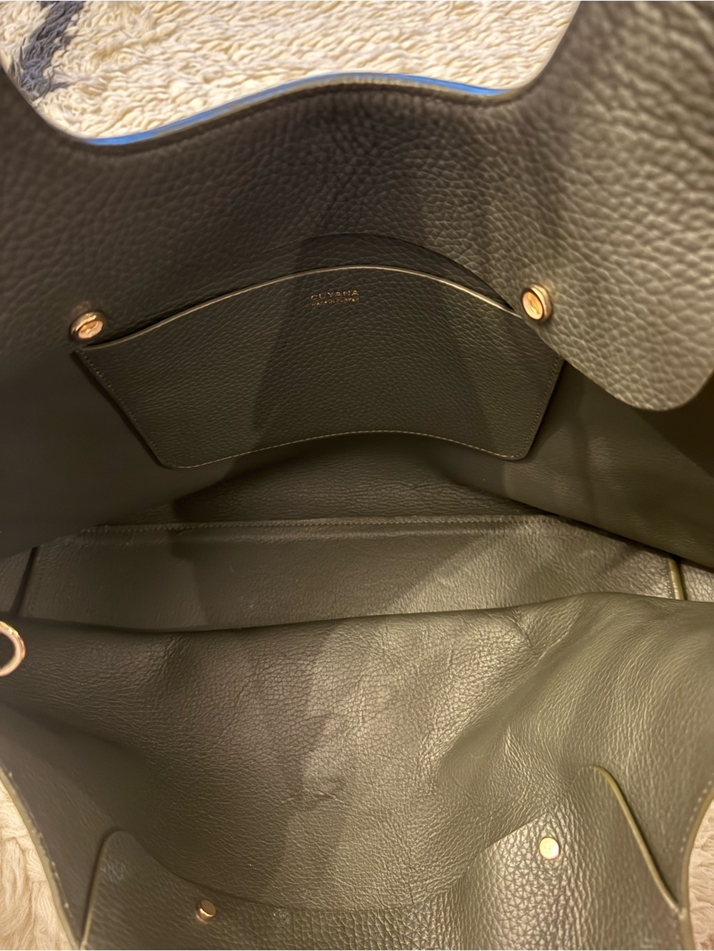 Cuyana System Tote in Dark Olive Leather 16 Inch - Picture 5 of 7